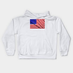 American USA flag. The flag flutters in waves Kids Hoodie